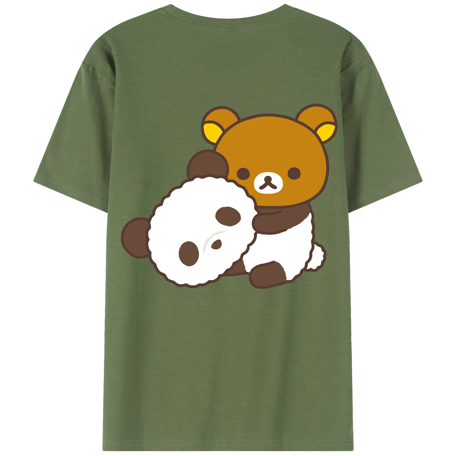 （画像用） リラックマ リラックマ キイロイトリ Rilakkuma Korilakkuma Kiiroitori 綿100％ メンズ半袖Tシャツ（バックプリント） 通気性